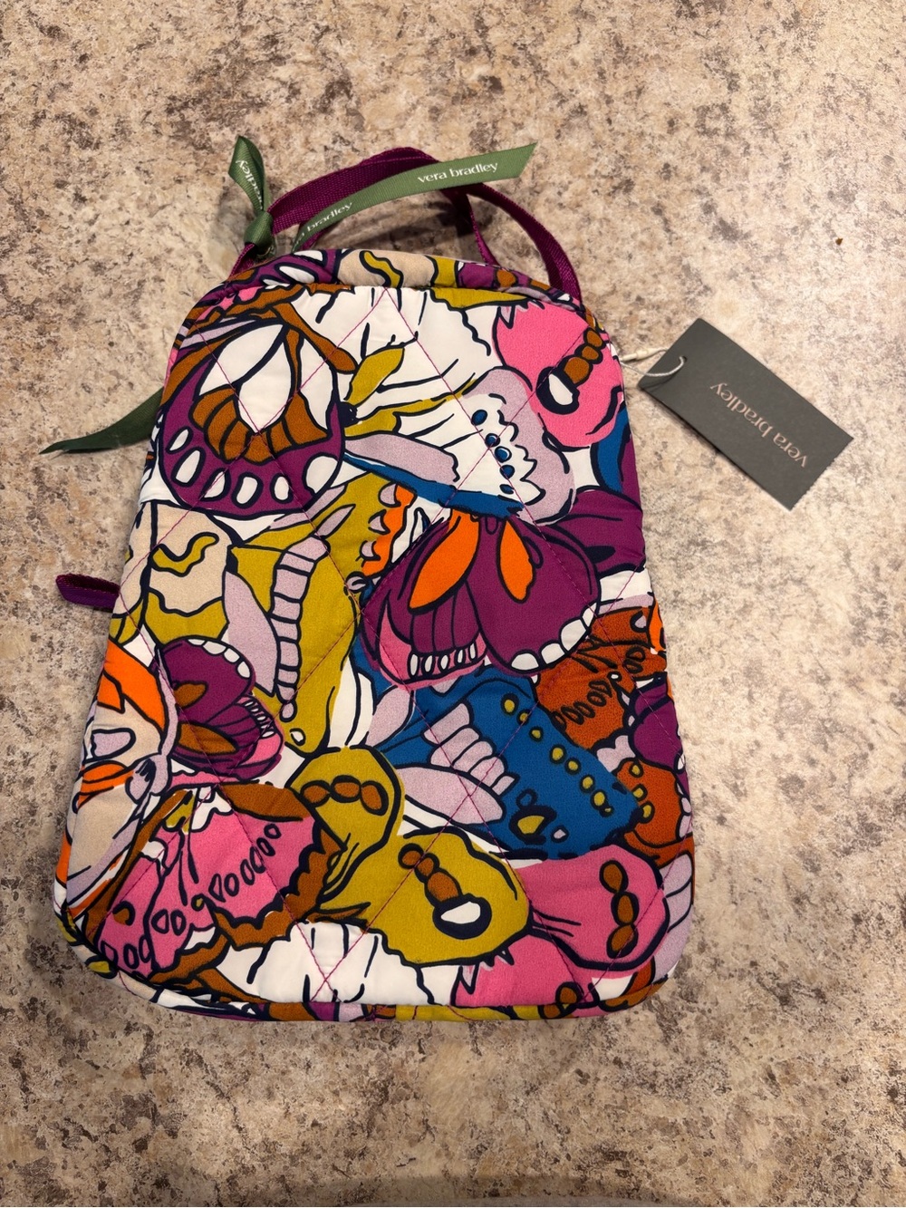 Vera Bradley Pink Purple Multicolor Butterfly large Lunch Bag